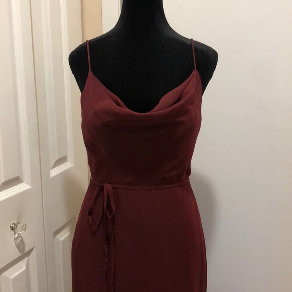CHRISTINA WU Burgundy Evening Party Wedding Spaghetti Strap Dress - Picture 4 of 11